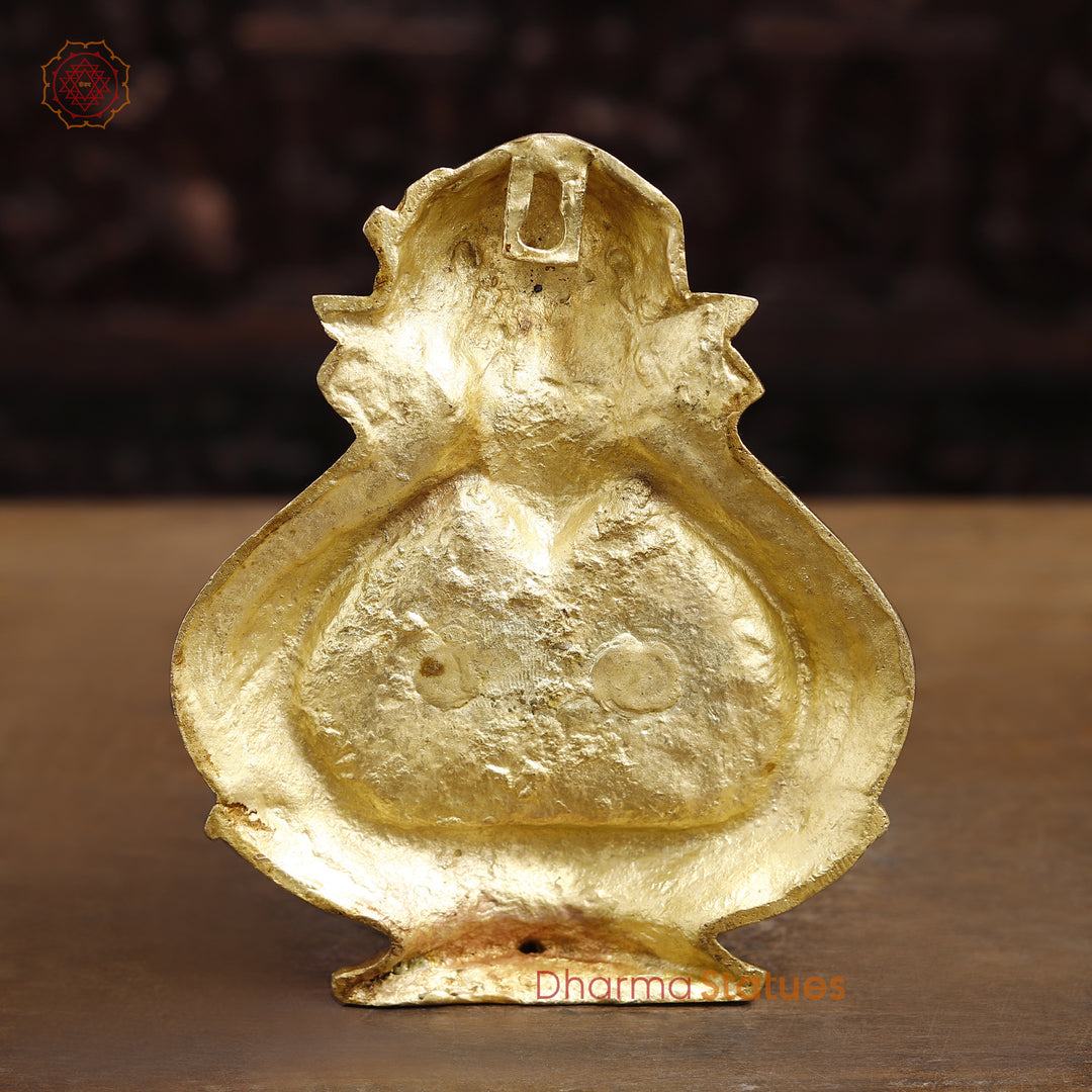 Brass Lakshmi Ganesh Engraved in Kalash, Inviting Prosperity and Fortune, Fine Golden Finish, 9"