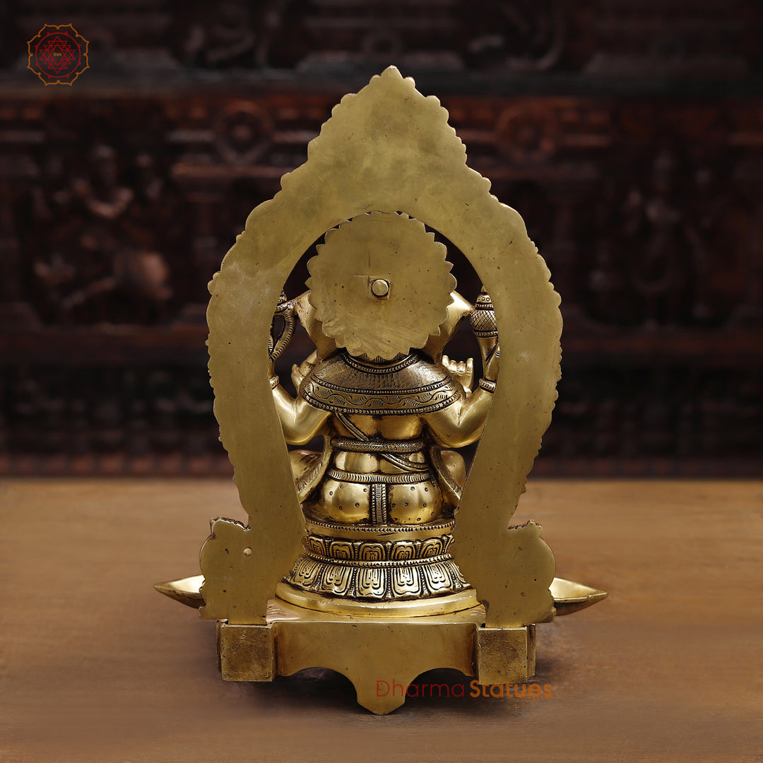 Brass Lord Ganesha Idol, Blessing Ganesha, Golden Fine Finish 18"