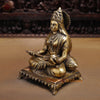 Brass Annaporna Devi Seated On Chowki, Fine Golden 9.5"