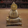 Brass Annaporna Devi Seated On Chowki, Fine Golden 9.5"