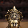 Brass Annaporna Devi Seated On Chowki, Fine Golden 9.5"