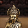 Brass Annaporna Devi Seated On Chowki, Fine Golden 9.5"