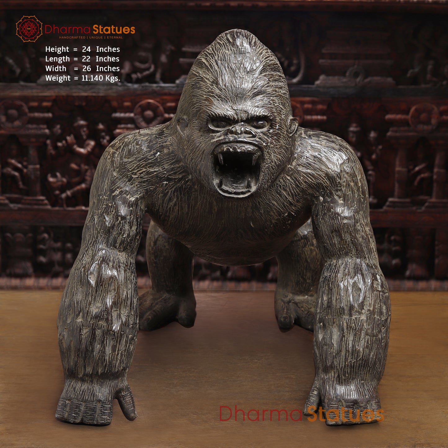 Brass Gorilla, Grey Finish, 24"