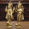 Brass Vishnu Lakshmi Standing on lotus base, Special Gold finish-30"