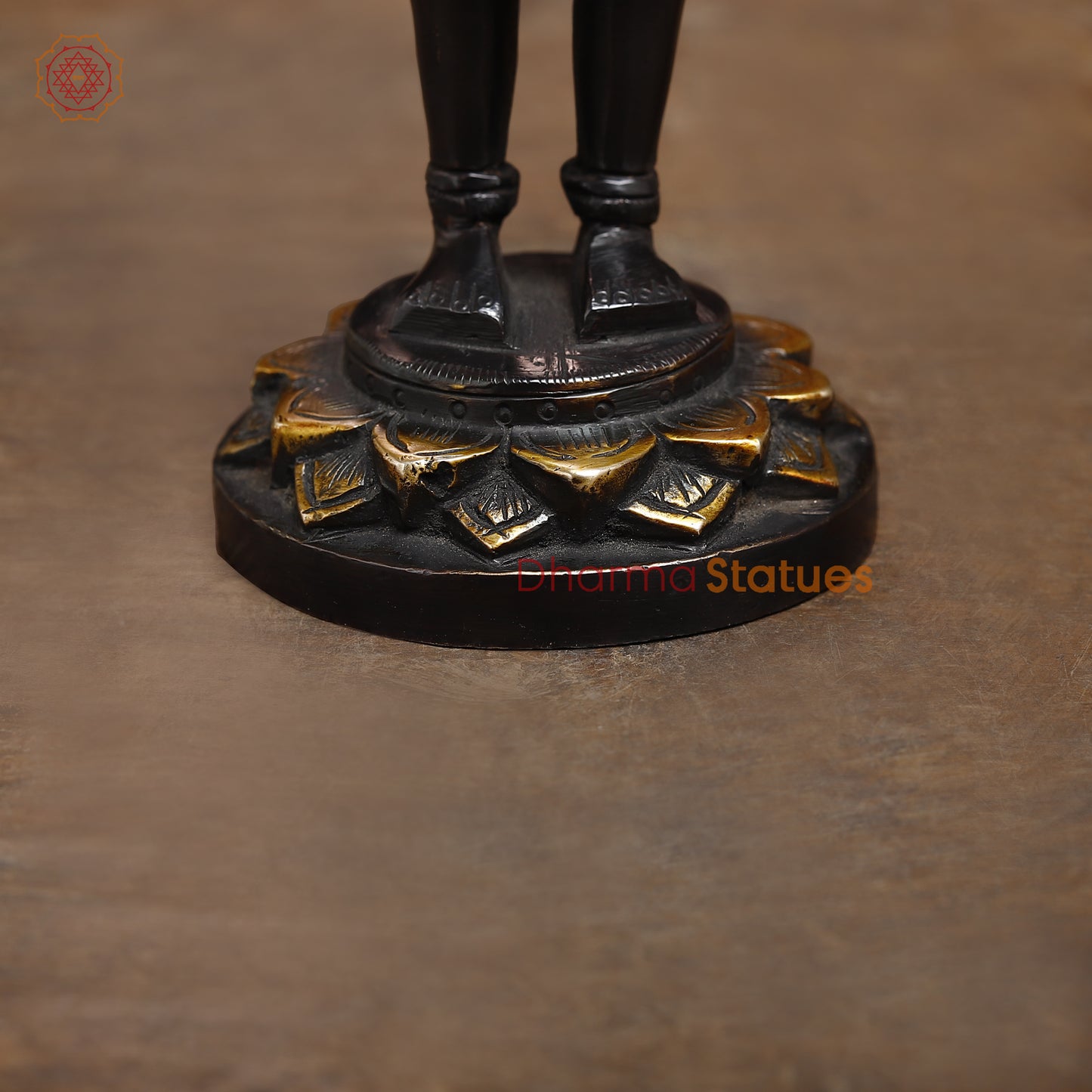 Brass Hanuman in Blessing Posture, Black Patina & Golden Finish, 8"