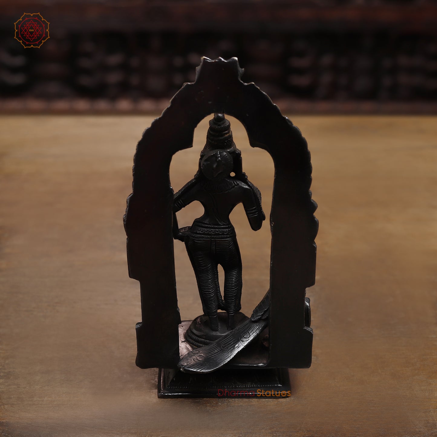 Brass Kartikeya in Blessing Posture, Black Patina & Gold Finish, 7.5"