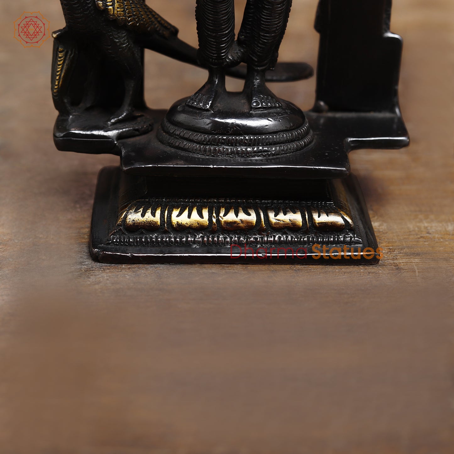 Brass Kartikeya in Blessing Posture, Black Patina & Gold Finish, 7.5"