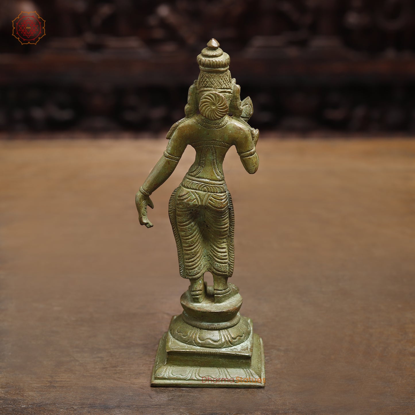 Brass Devi Meenakshi, Fine Green Finish, 8"