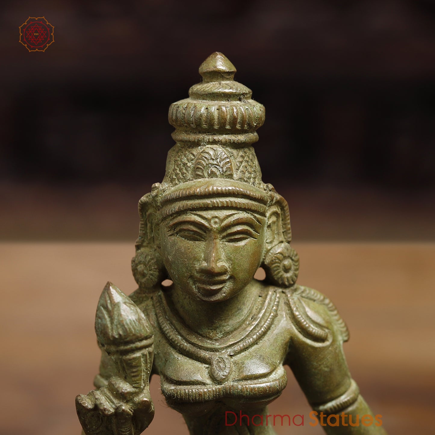 Brass Devi Meenakshi, Fine Green Finish, 8"