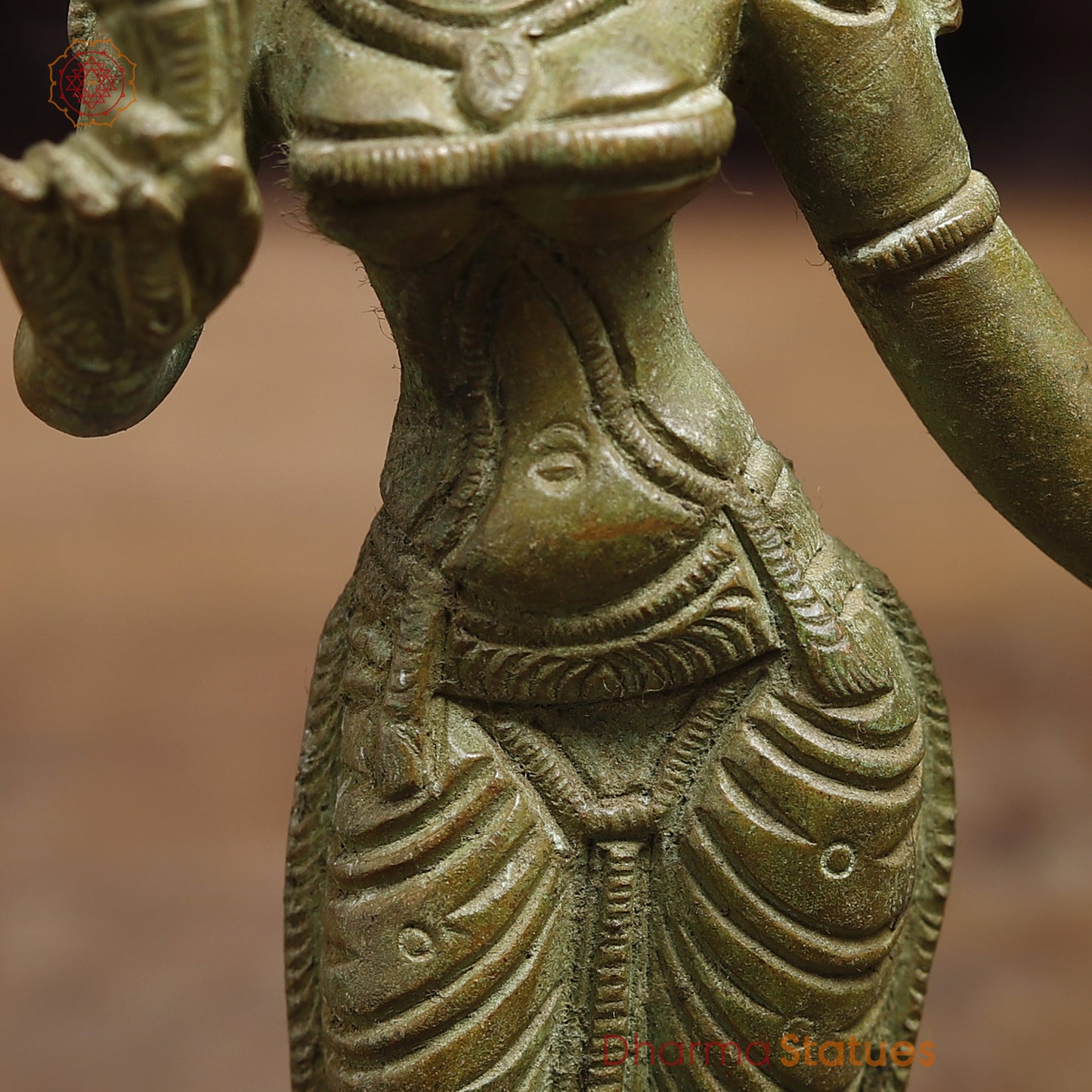 Brass Devi Meenakshi, Fine Green Finish, 8"