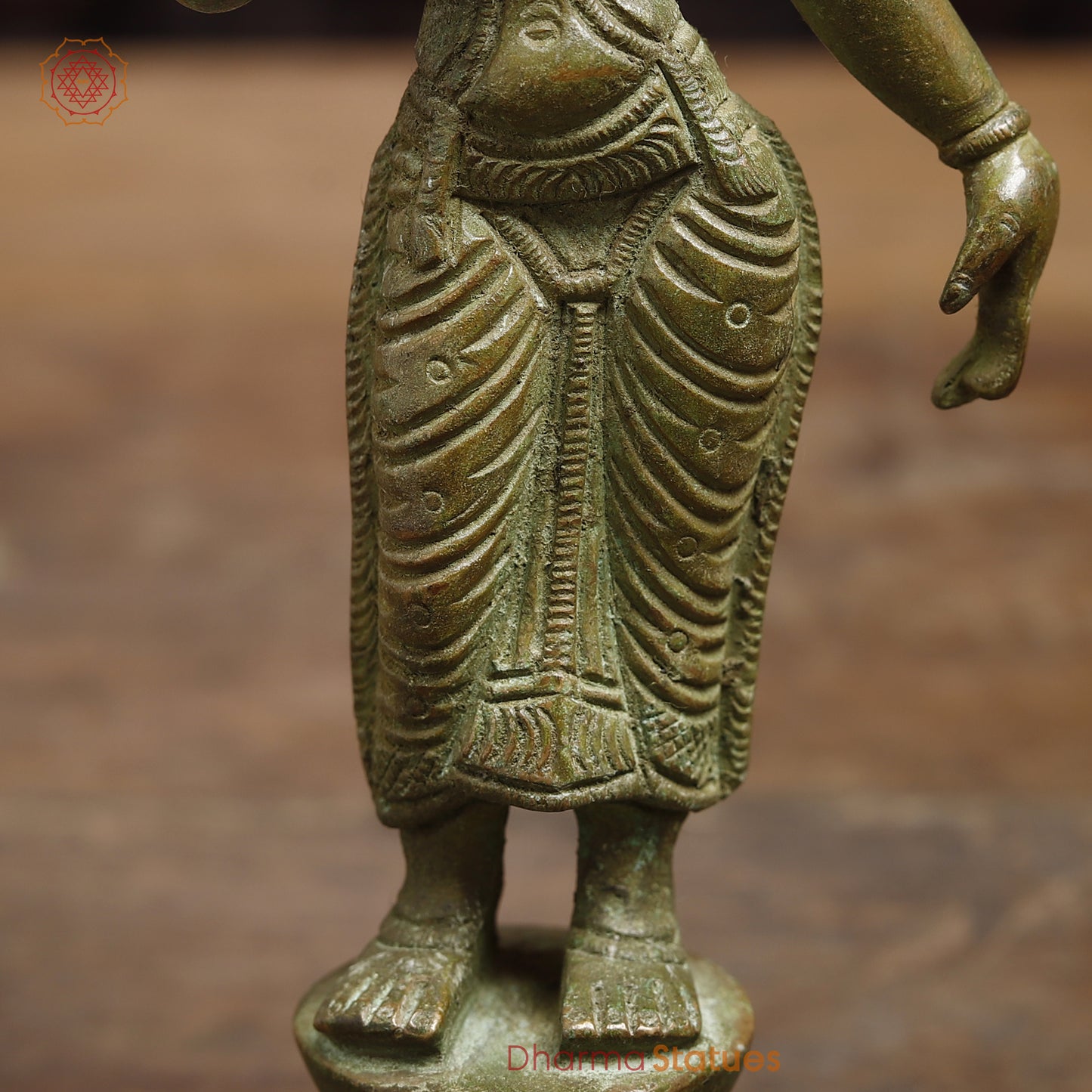 Brass Devi Meenakshi, Fine Green Finish, 8"