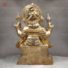 Brass Ganesh Statue Seated , Special Gold Finish 62"