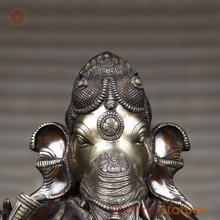 Brass Dancing Ganesh Statue, Copper Bronze Finish 66" (Large)