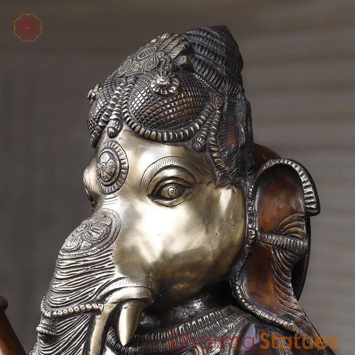 Brass Dancing Ganesh Statue, Copper Bronze Finish 66" (Large)