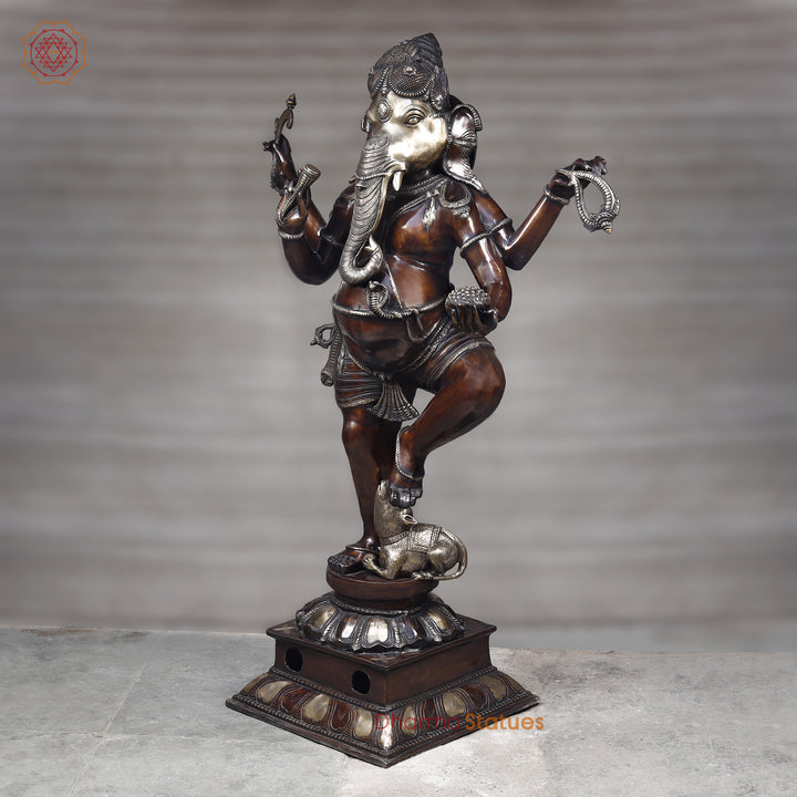 Brass Dancing Ganesh Statue, Copper Bronze Finish 66" (Large)