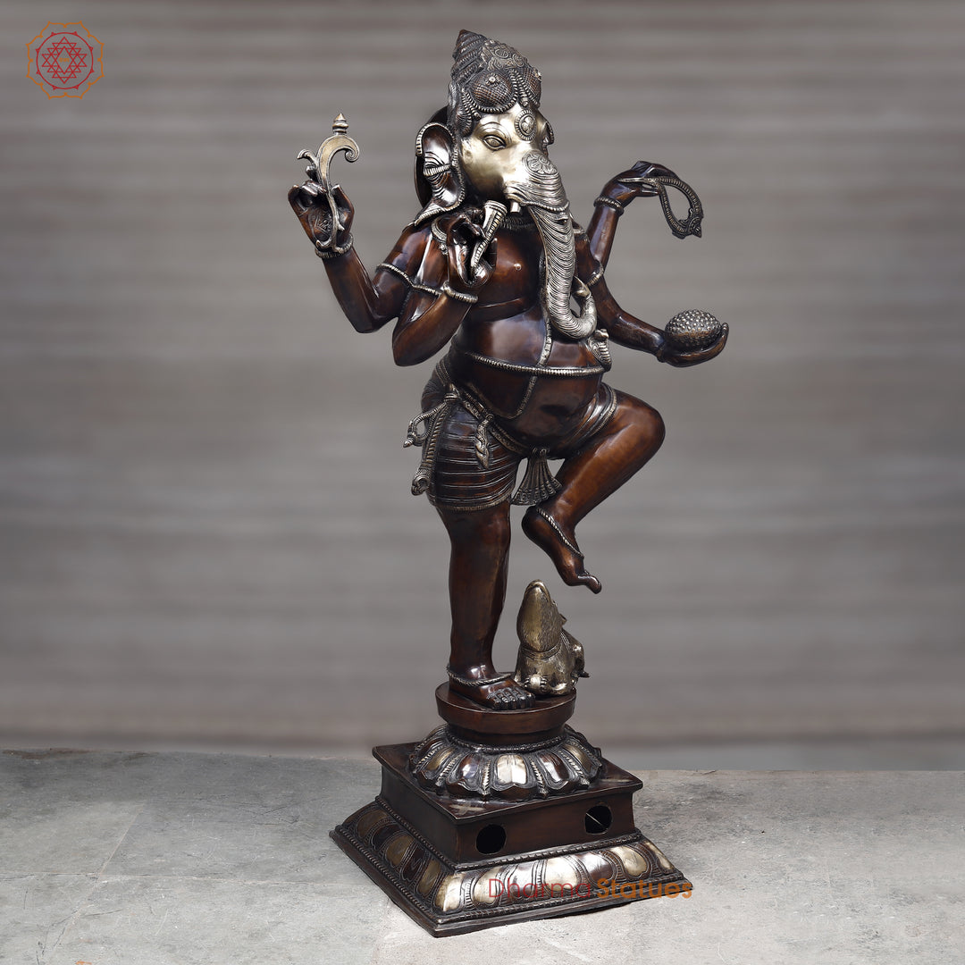 Brass Dancing Ganesh Statue, Copper Bronze Finish 66" (Large)