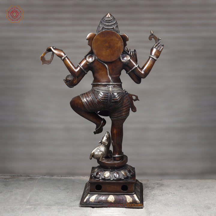 Brass Dancing Ganesh Statue, Copper Bronze Finish 66" (Large)