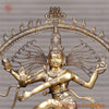 Brass Natraj Idol, Lord of the Wheel of Art, Golden Fine Finish 68"