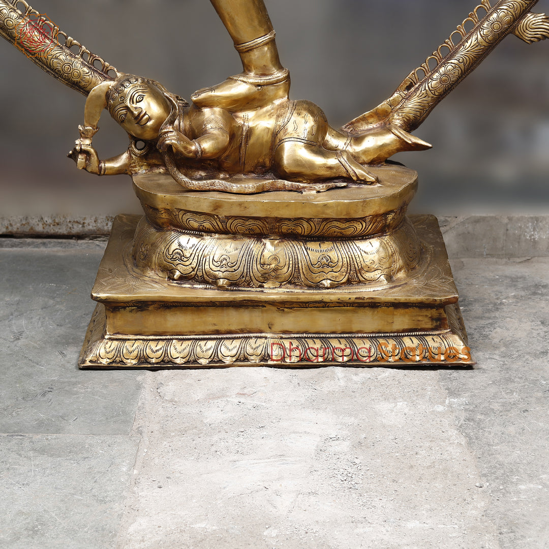 Brass Natraj Idol, Dancing Lord Shiva, Golden Fine Finish 68"