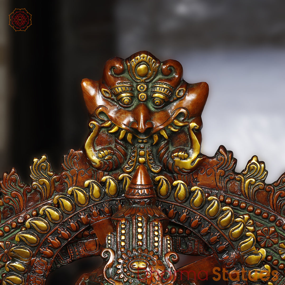 Brass Ganesh Seated With frame, Copper & Golden 51"