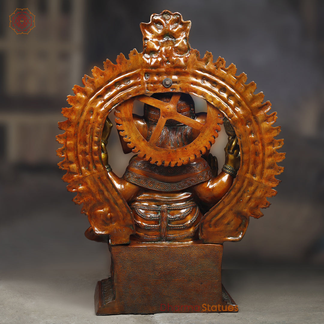 Brass Ganesh Seated With frame, Copper & Golden 51"