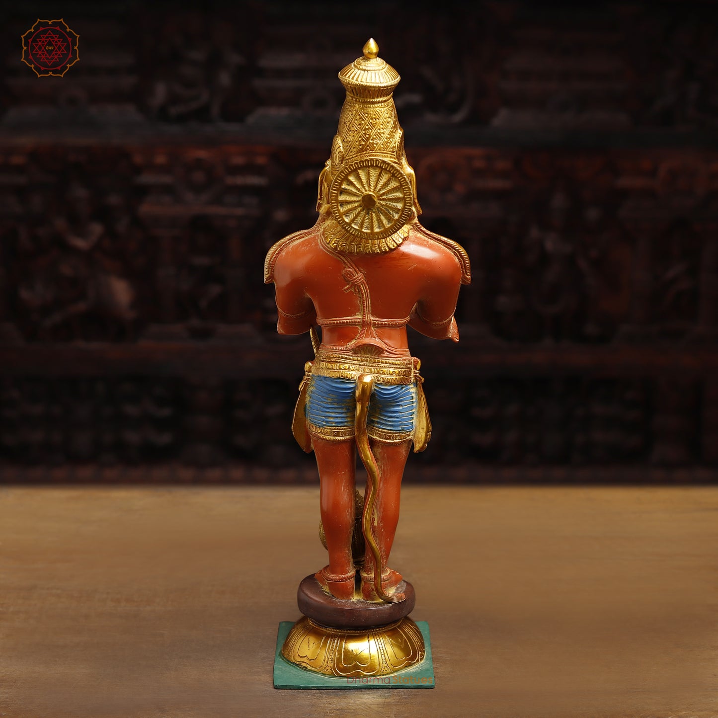 Brass Hanuman, Orange & Golden Finish, 21.5"