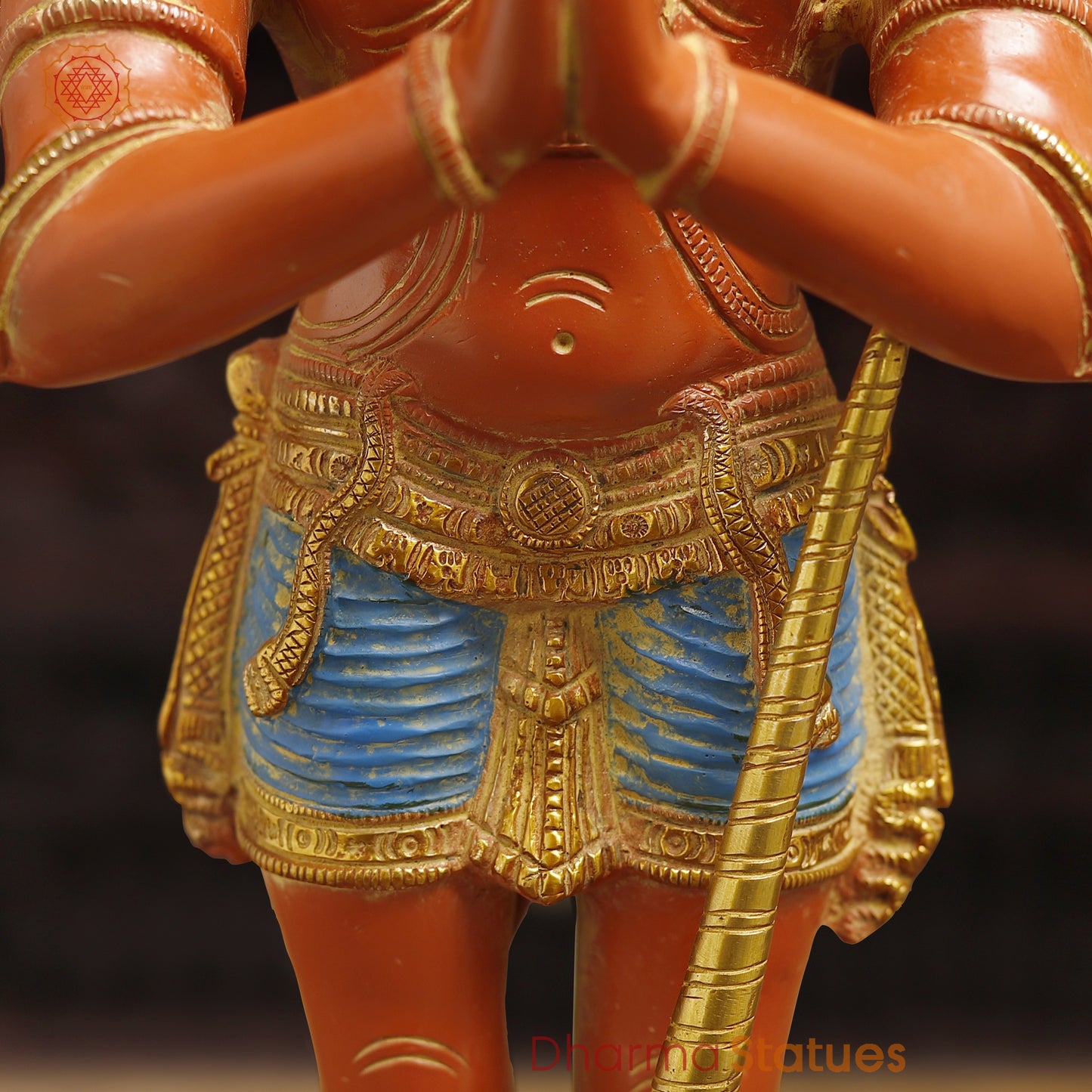 Brass Hanuman, Orange & Golden Finish, 21.5"
