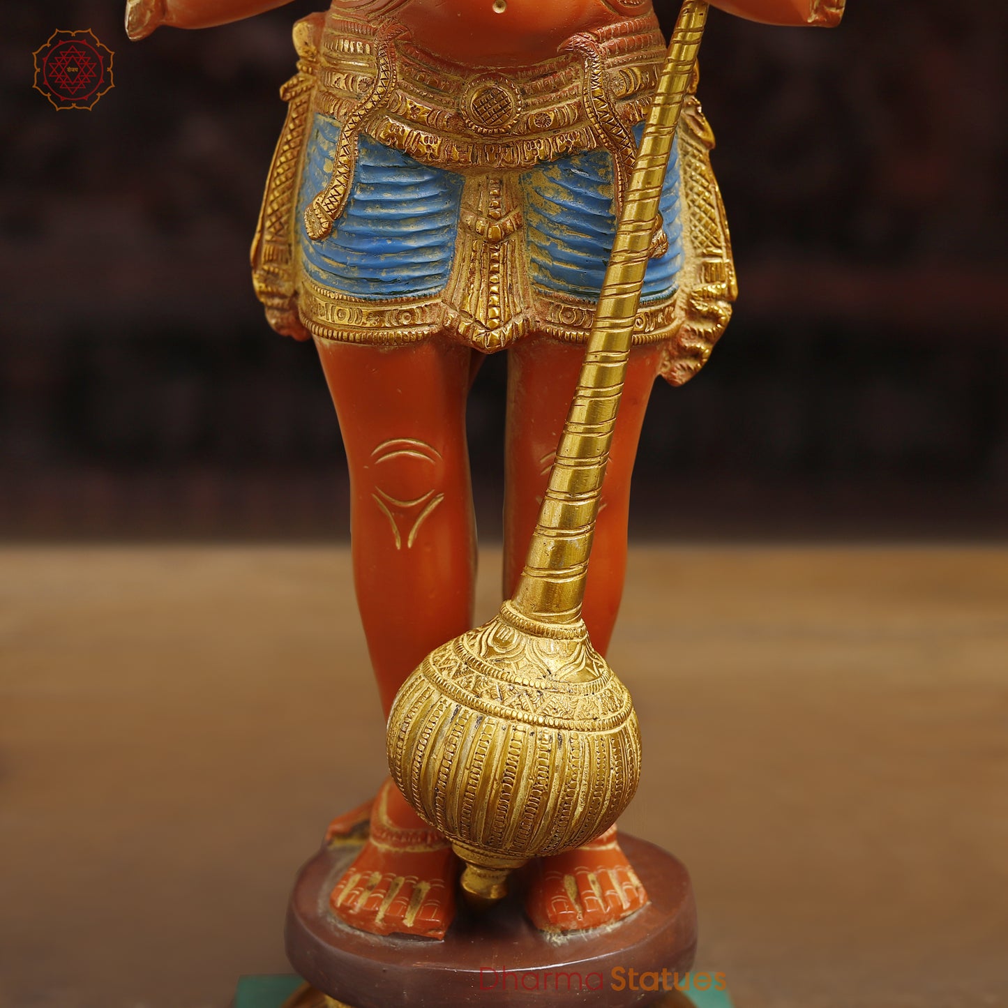 Brass Hanuman, Orange & Golden Finish, 21.5"