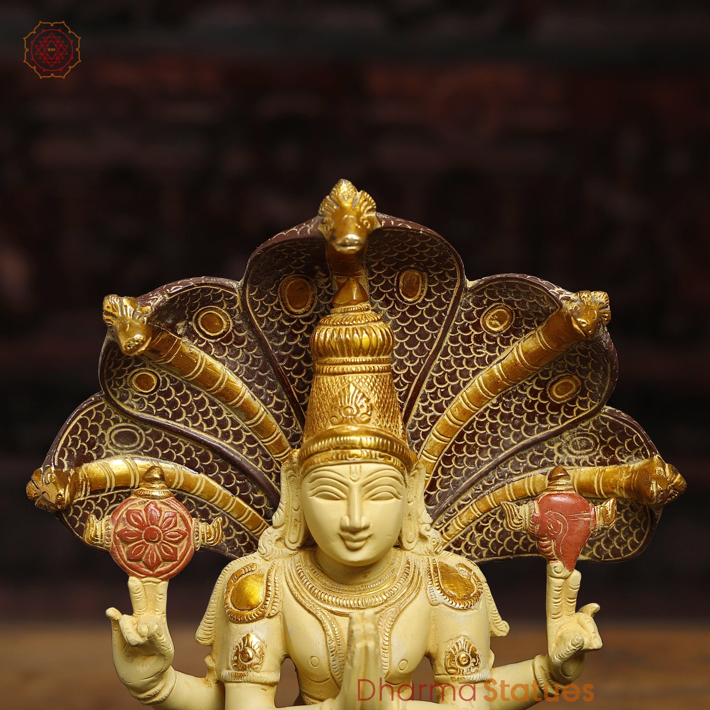 Brass Patanjali, Golden, Copper & Blue Finish, 15"