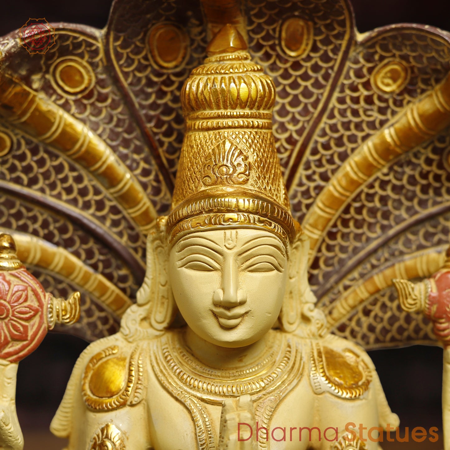 Brass Patanjali, Golden, Copper & Blue Finish, 15"