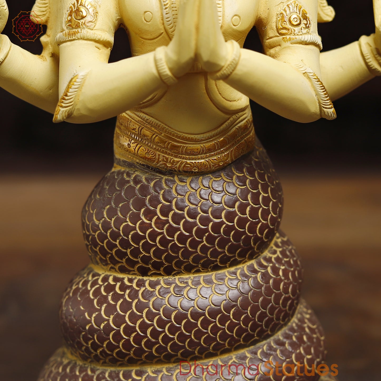 Brass Patanjali, Golden, Copper & Blue Finish, 15"