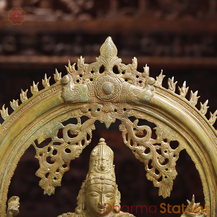 Brass Natraj Statue, Green Patina Fine Finish 26"