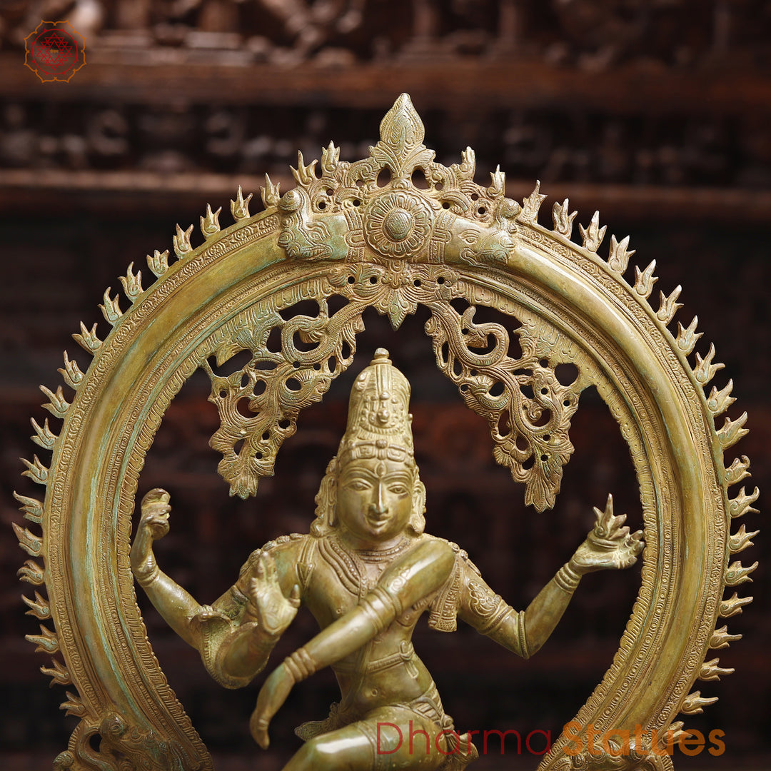 Brass Natraj Statue, Green Patina Fine Finish 26"