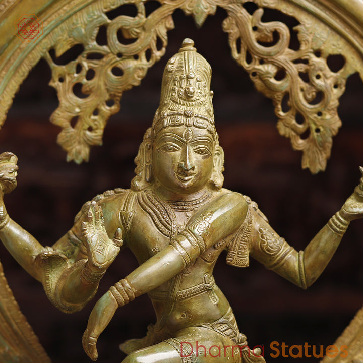 Brass Natraj Statue, Green Patina Fine Finish 26"