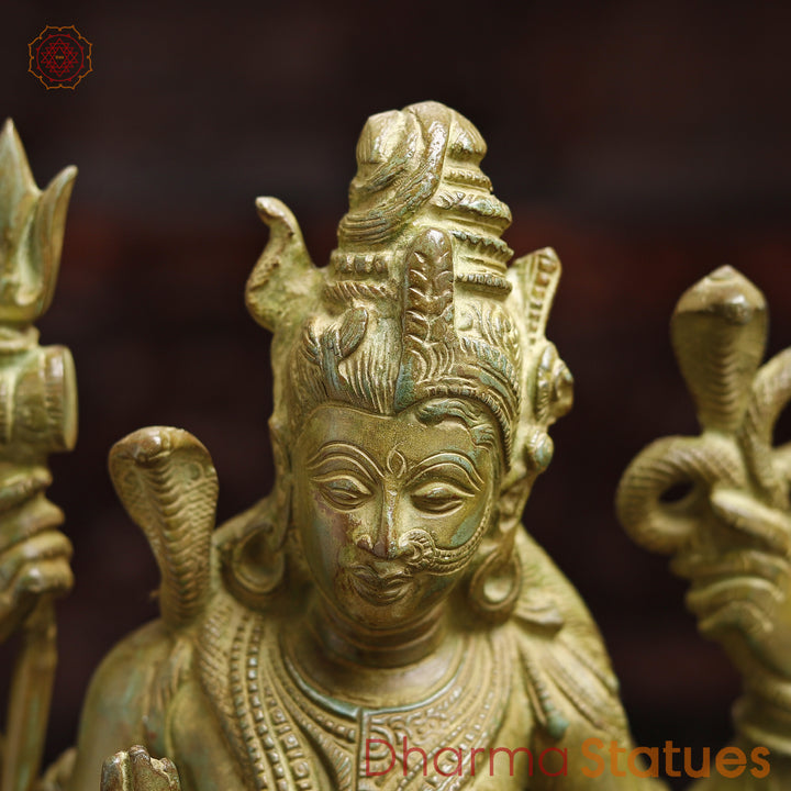 Brass Ardhanarishwar Idol, Celestial Blend, Green Patina, 18"