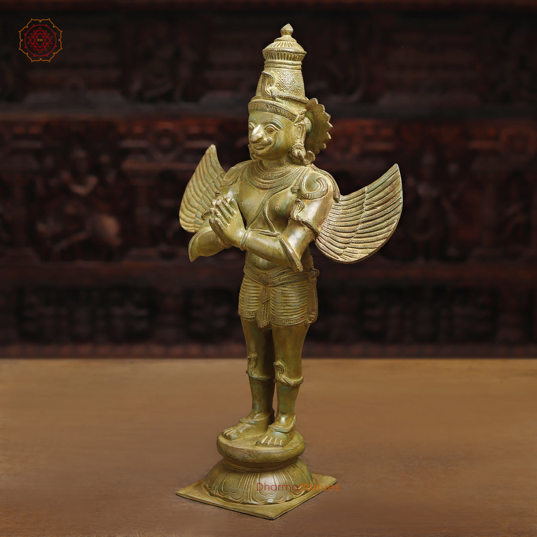 Brass Garuda Statue, God of Strength and Vigilance  22"