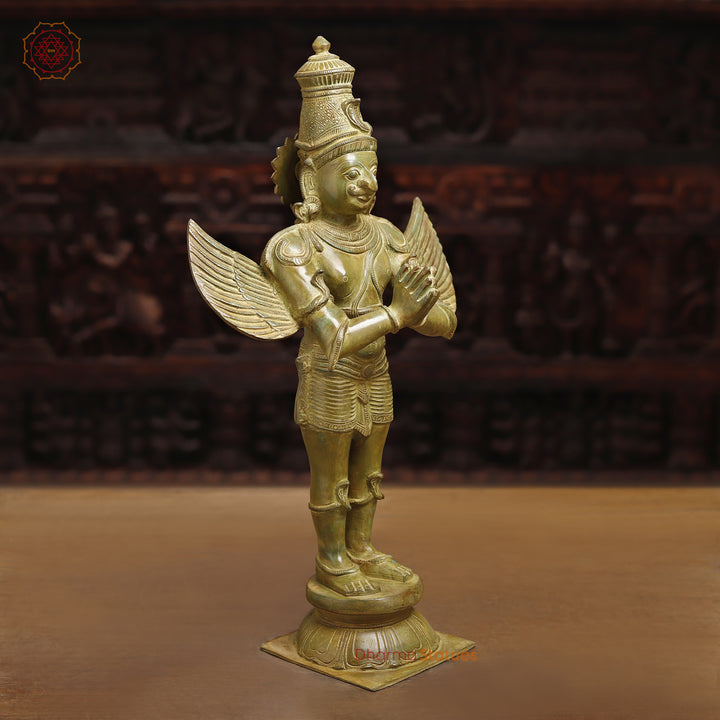 Brass Garuda Statue, God of Strength and Vigilance  22"