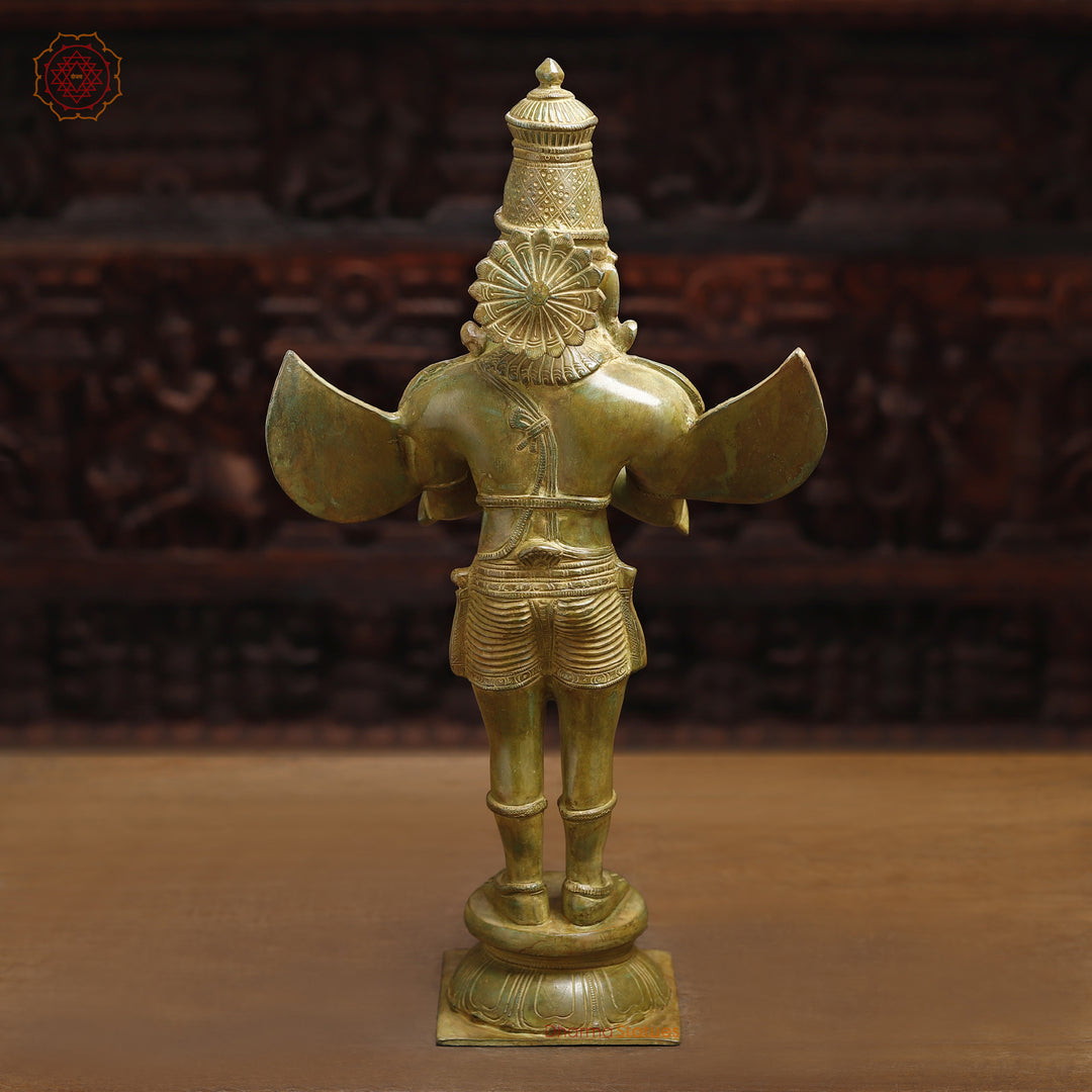 Brass Garuda Statue, God of Strength and Vigilance  22"