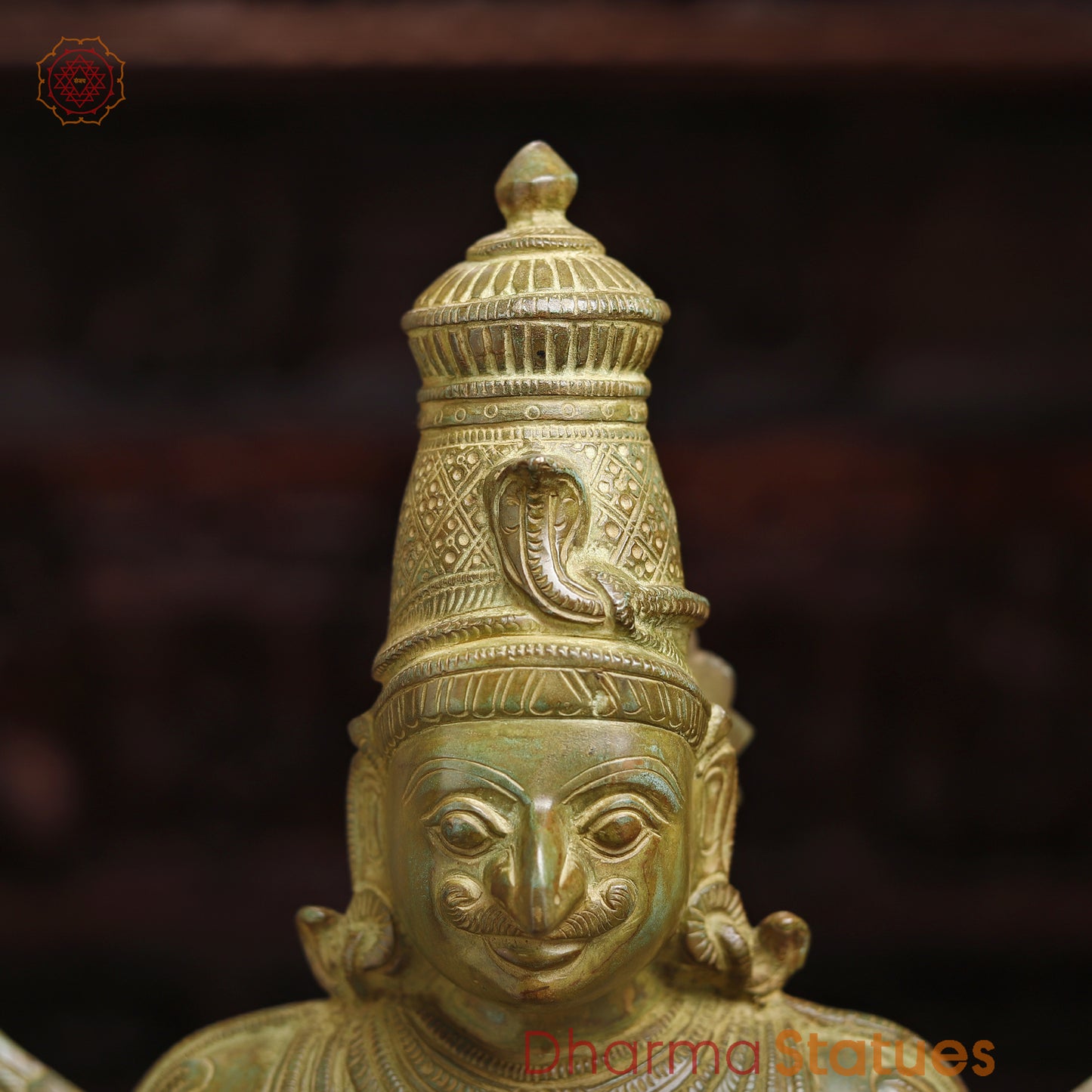 Brass Garuda Statue, Fine Gold Finish, 22"