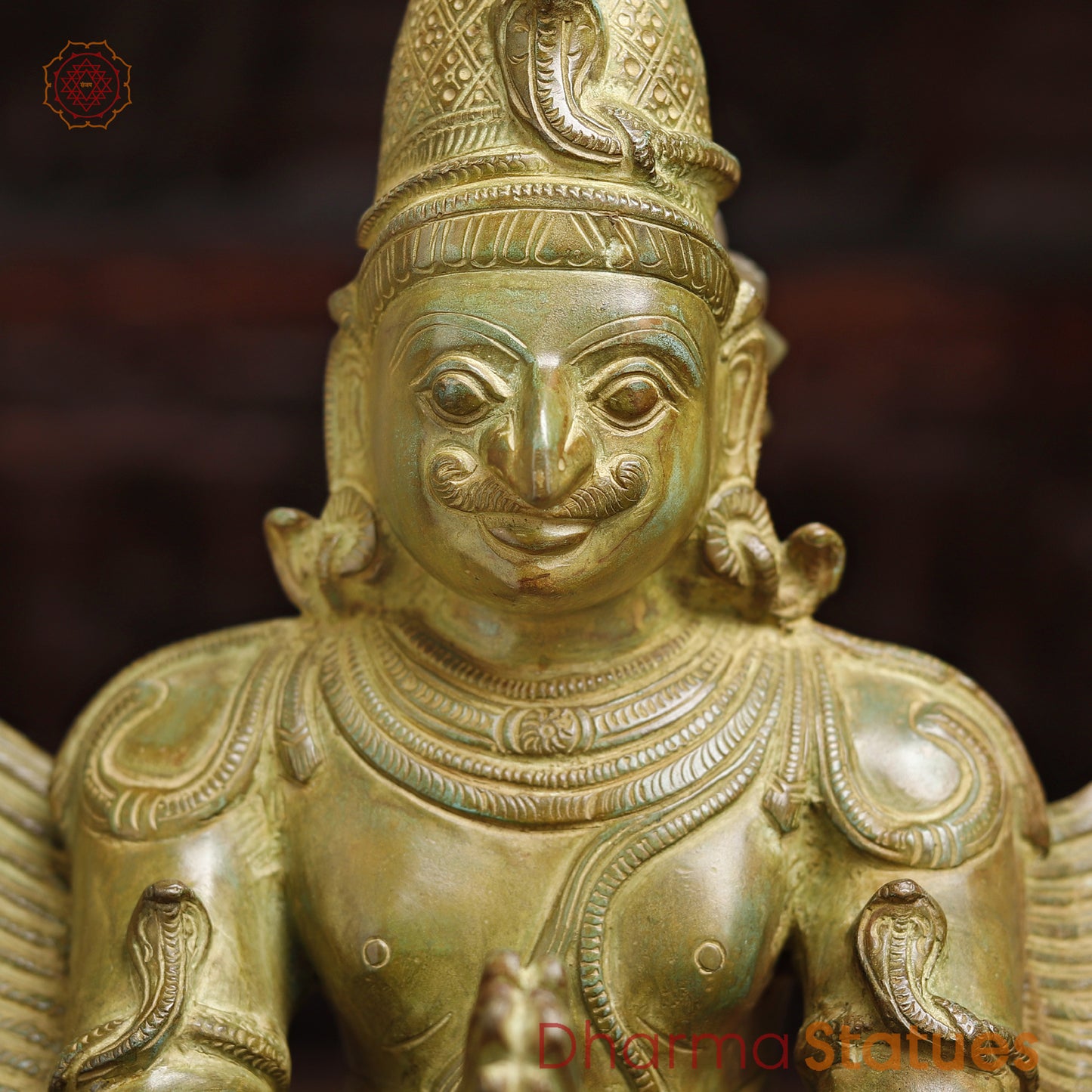 Brass Garuda Statue, Fine Gold Finish, 22"