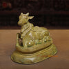 Brass Nandi Idol Seated on base , Green Patina Antique Finish 11"