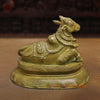 Brass Nandi Idol Seated on base , Green Patina Antique Finish 11"