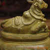 Brass Nandi Idol Seated on base , Green Patina Antique Finish 11"