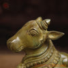 Brass Nandi Idol Seated on base , Green Patina Antique Finish 11"