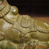 Brass Nandi Idol Seated on base , Green Patina Antique Finish 11"