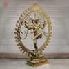 Brass Natraj Idol, Dancing Shiva Statue, Green Patina Antique 72" side view