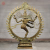 Brass Natraj Idol, Dancing Shiva Statue, Green Patina Antique 72" back view