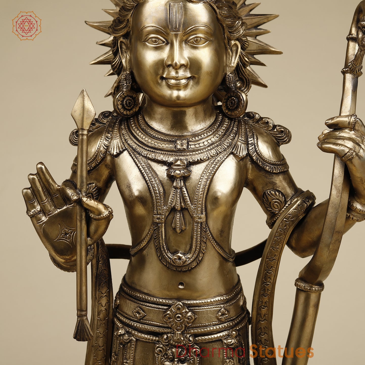 Brass Ram Lalla, Fine Golden Finish, 27"