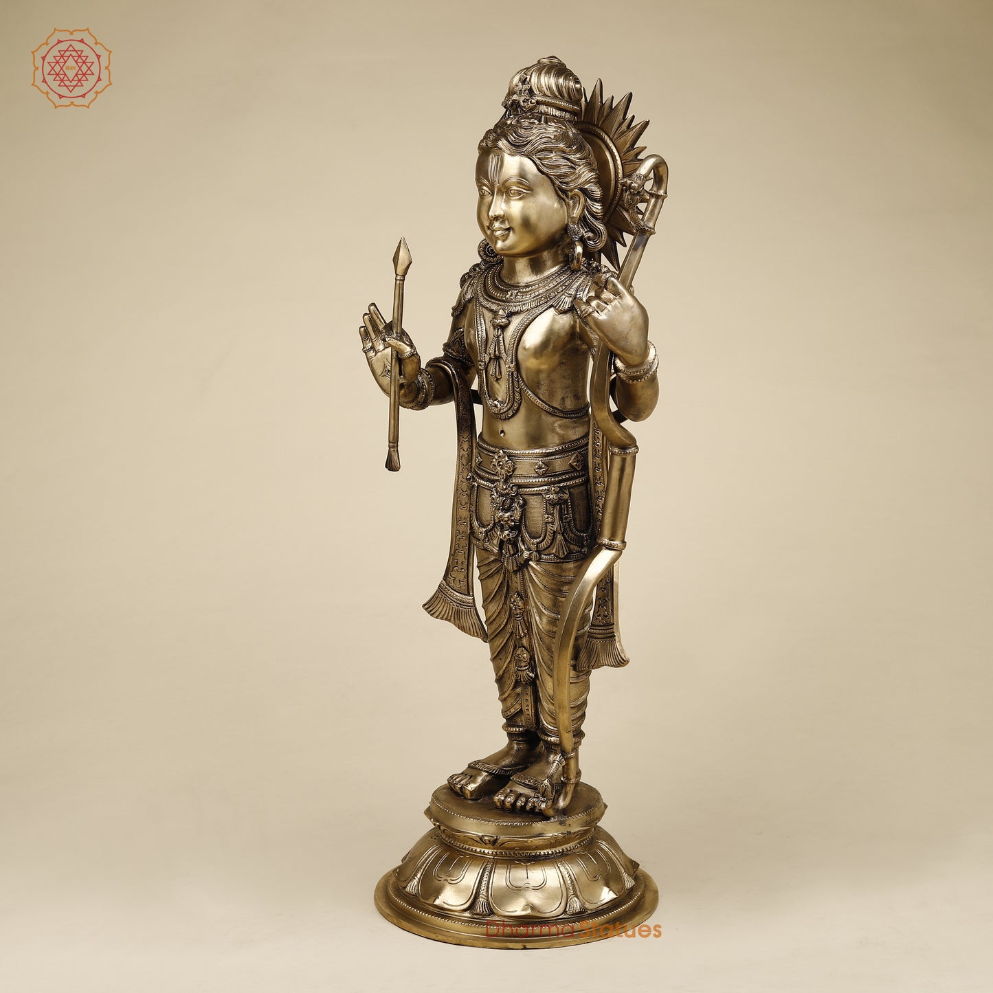 Brass Ram Lalla, Fine Golden Finish, 27"