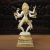 Brass Kali Statue – The Fierce Protector and Embodiment of Power, White Patina Finish 23.5"